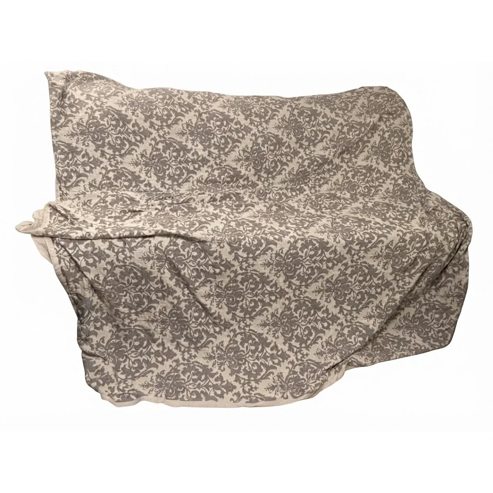 Pottery Barn JACQUARD MEDALLION Duvet Cover 2 shams Damask Linen Queen 92x88